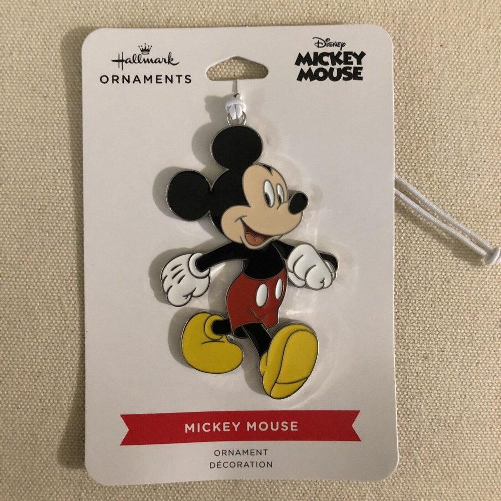Hallmark Mickey Mouse flat metal Christmas ornament on card NIB Disney